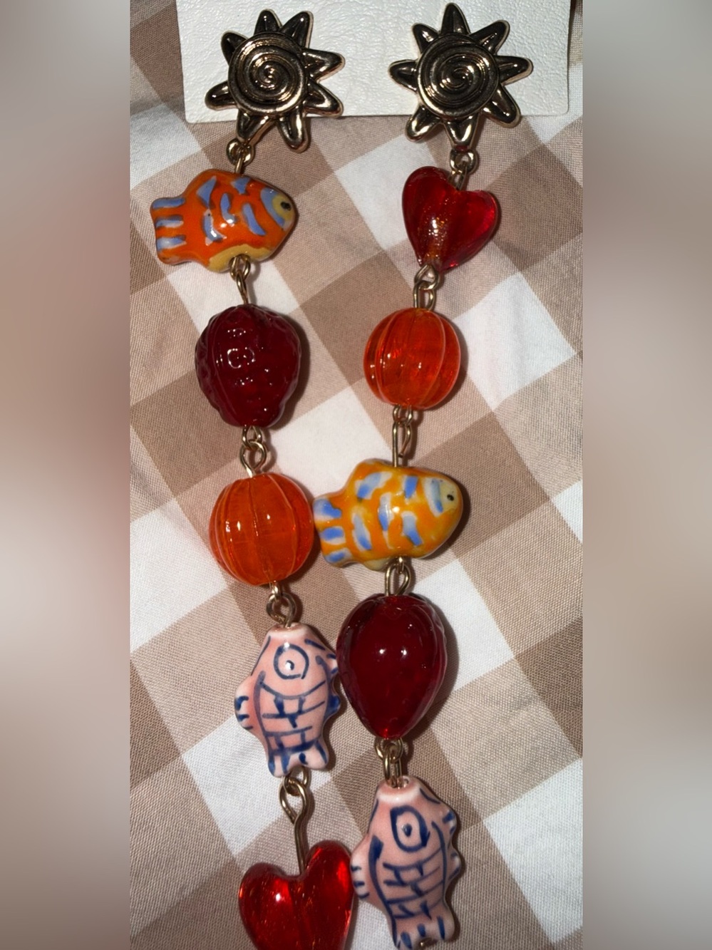 NWT Free People Euro Summer Fish & Bead Drop Earrings - Picture 4 of 4